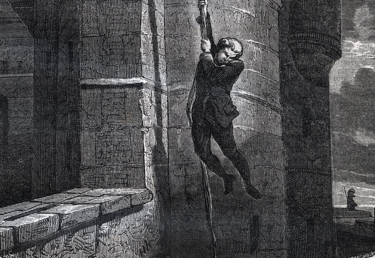 Masers De Latude pakenemassa Bastillesta - Jean Henryn Escape de la Bastille, dit Danry, dit Masers de Latude (1725-1805) - kaiverrus "Dictionnaire populaire illustrious" - 1864 - Joseph Decembre ja Edmond Allonier - tekijältä Unknown artist