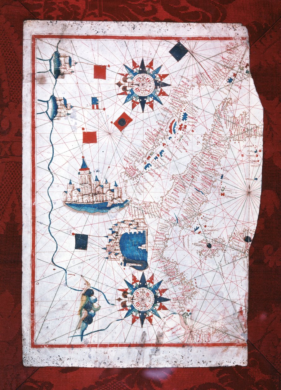 Välimeren kartta: Barcelona ja Lepanto tekijältä Unknown artist