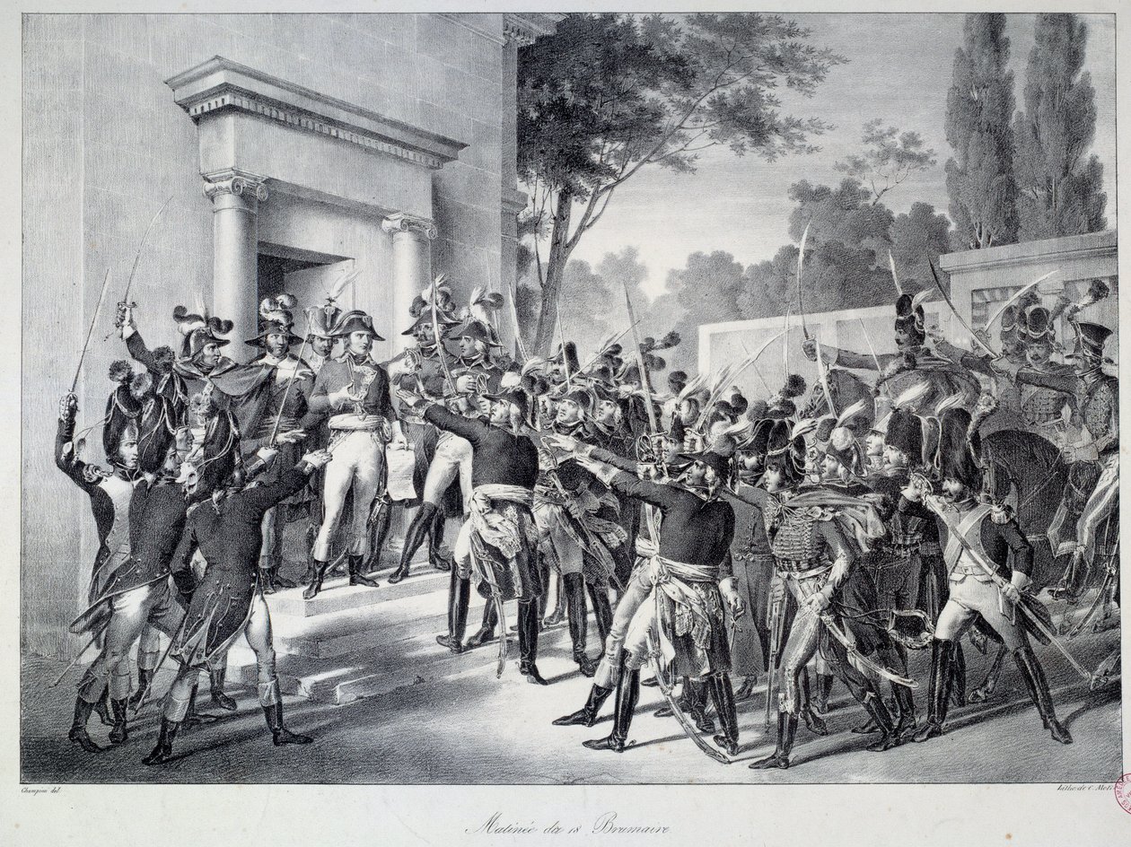 Kenraalien ja upseerien tapaaminen Napoleon Bonapartessa (1769-1821) noin kello 7 aamulla 18 brumairen The Coup d