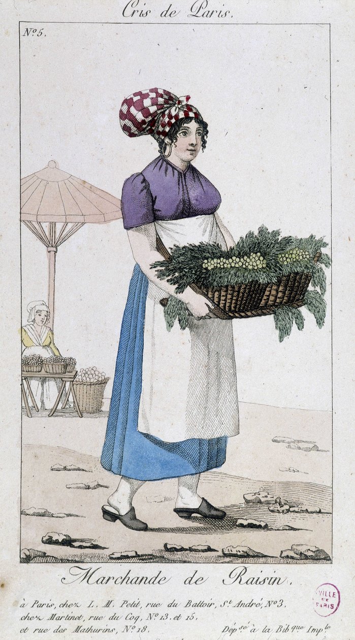 Rypäleiden kauppias - "" Cris de Parisissa"" tekijältä Unknown artist