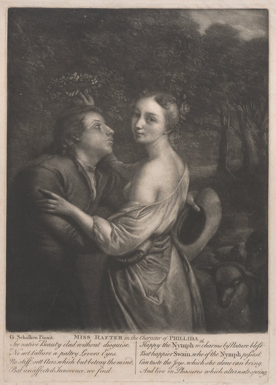 Miss Rafter (1711-1785) Phillidan hahmossa tekijältä Unknown artist