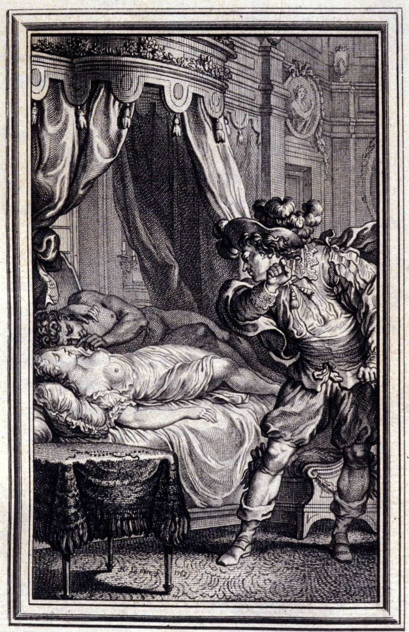 Mona Lisa - Jean La Fontainen teoksessa "Tales and novelles in vers" 1762. tekijältä Unknown artist