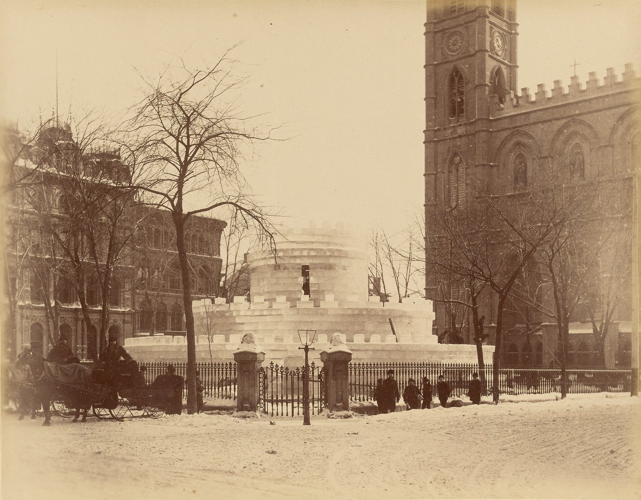 Montreal, Jäälabyrintti Notre-Dame-kirkon edessä tekijältä Unknown artist