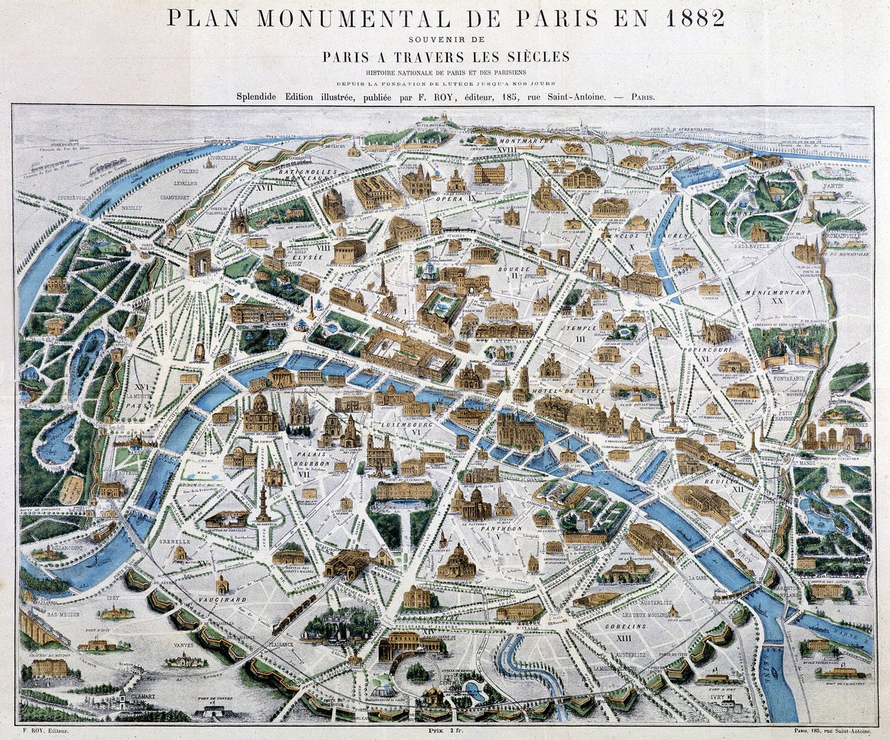 Pariisin monumentaalinen suunnitelma vuonna 1882 tekijältä Unknown artist