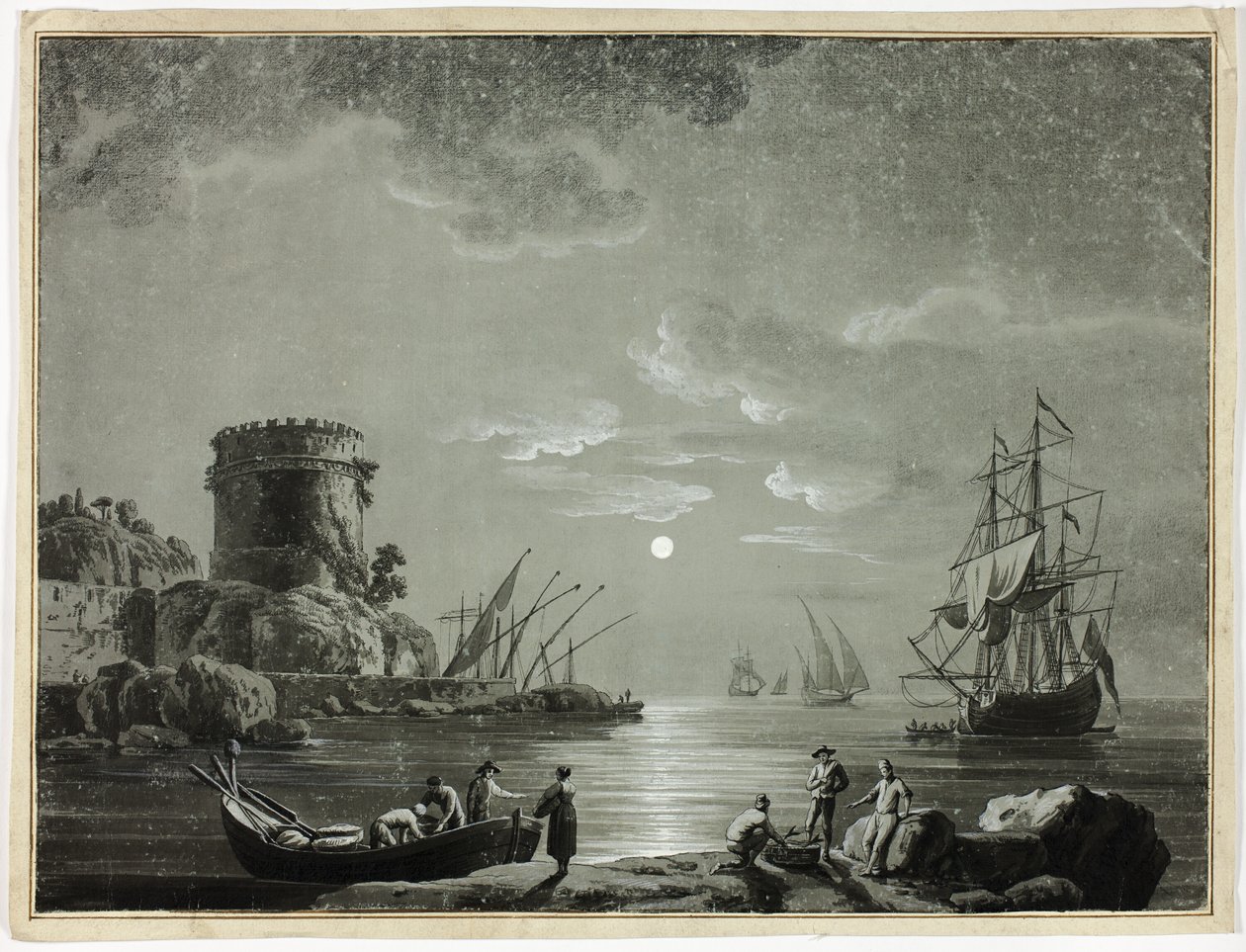 Moonlight Scene kalasatamassa tekijältä Unknown artist