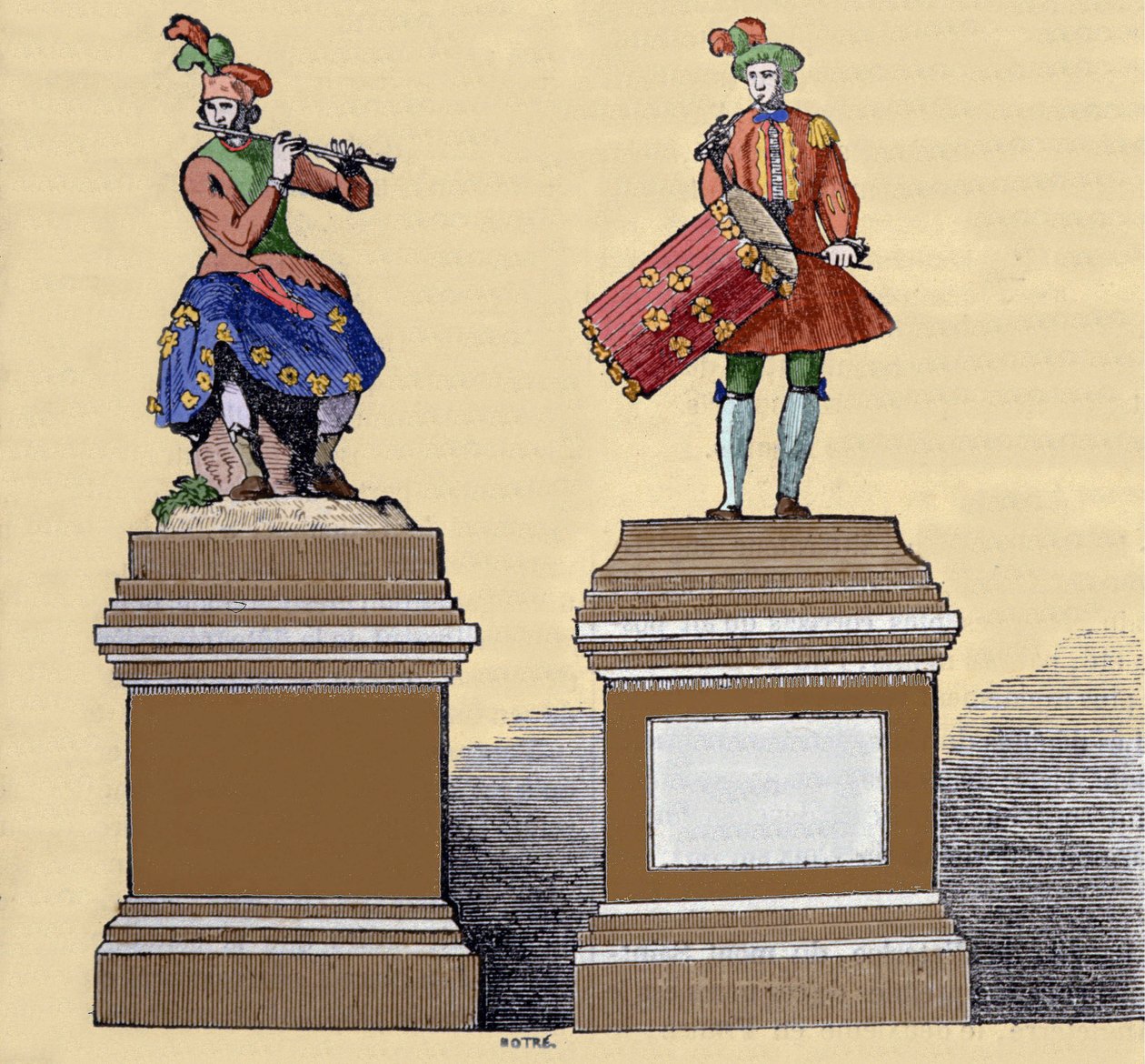 Muusikot automaatit: "" Traversiere huilusoitin"" (1737) ja "" Tamburiinisoitin" (1738). Ne on valmistanut Jacques de Vaucanson (1709-1782), ranskalainen insinööri. tekijältä Unknown artist