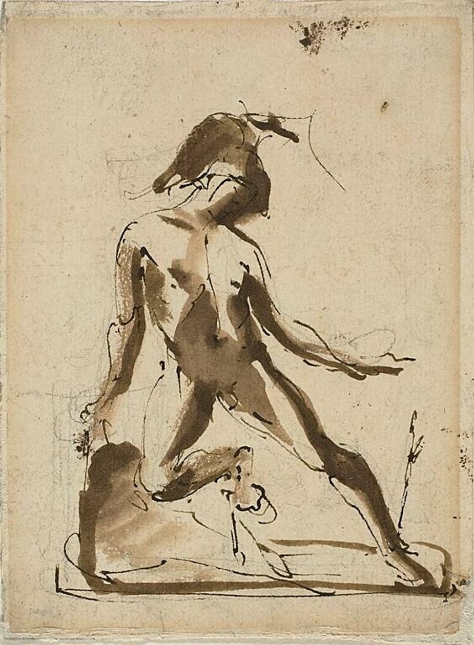 Mytologinen hahmo: (etusivu); hahmoluonnoksia (kääntöpuoli). tekijältä Unknown artist