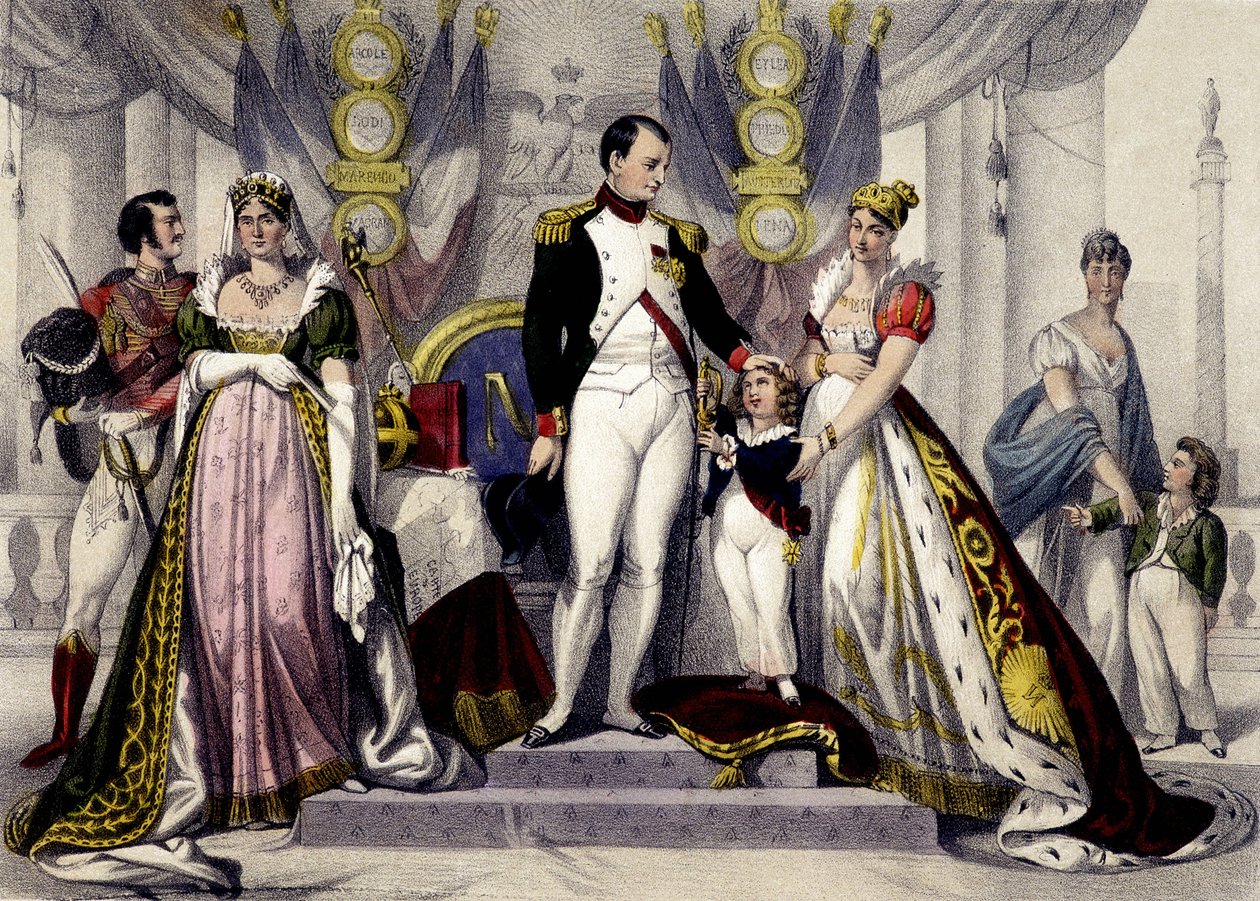 Napoleonin dynastia 1804-1815. Josephine, Napoleon I, Rooman kuningas, Mary Louise. Kaiverrus 1800-luvulta. tekijältä Unknown artist
