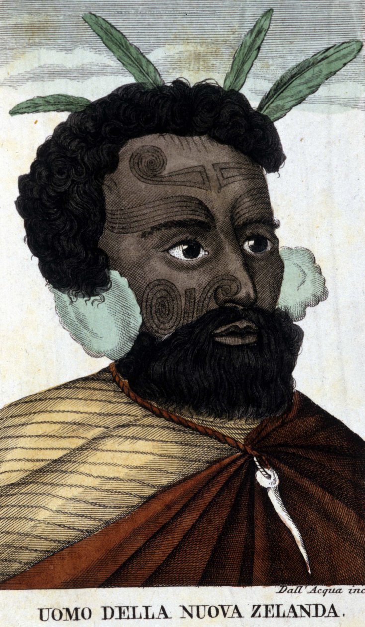 Uuden-Seelannin maorit. 1800-luvun kaiverrus. tekijältä Unknown artist