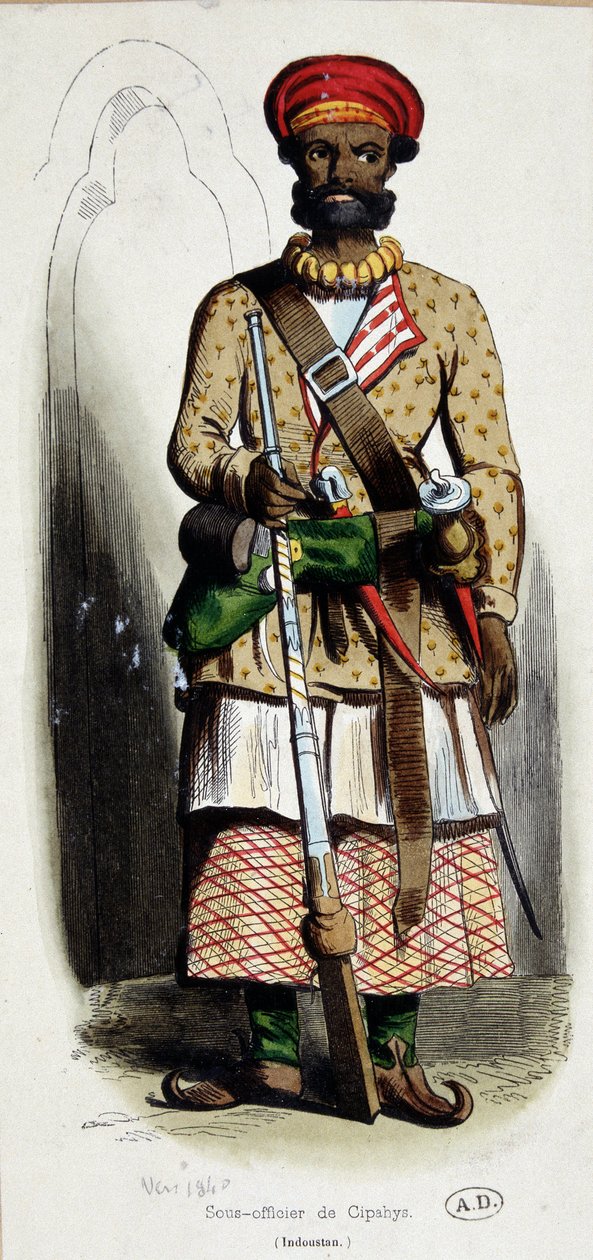 Aliupseeri (aliupseeri) cipaye (Intia) - kaiverrus tekijältä Unknown artist