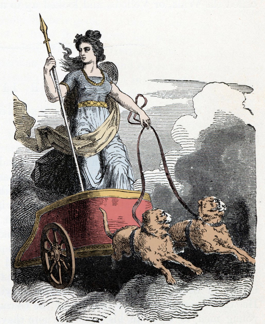 Norjalainen mytologia: Frigga - Pohjoismainen mytologia: jumalatar Freyja vaunuissaan vetää kissoja tekijältä Unknown artist