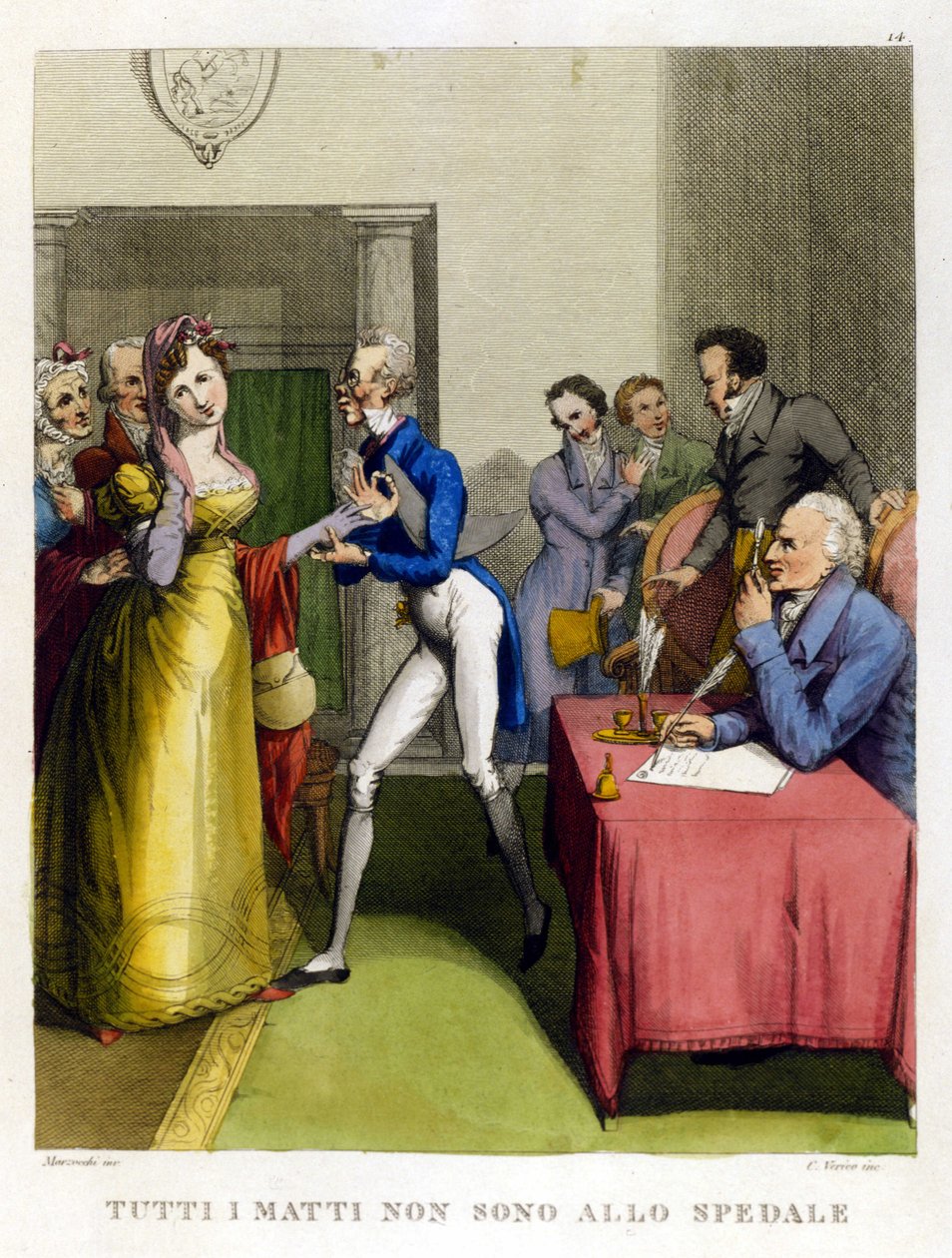 "Kaikki typerykset eivät ole sairaalassa." Kuvitus 1700-luvun sananlaskujen kokoelmasta tekijältä Unknown artist