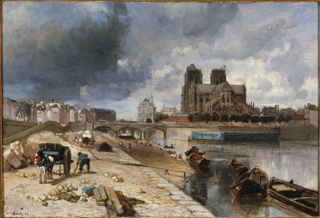 Notre-Dame nähtynä Quai de la Tournelle -puistosta käsin tekijältä Unknown artist