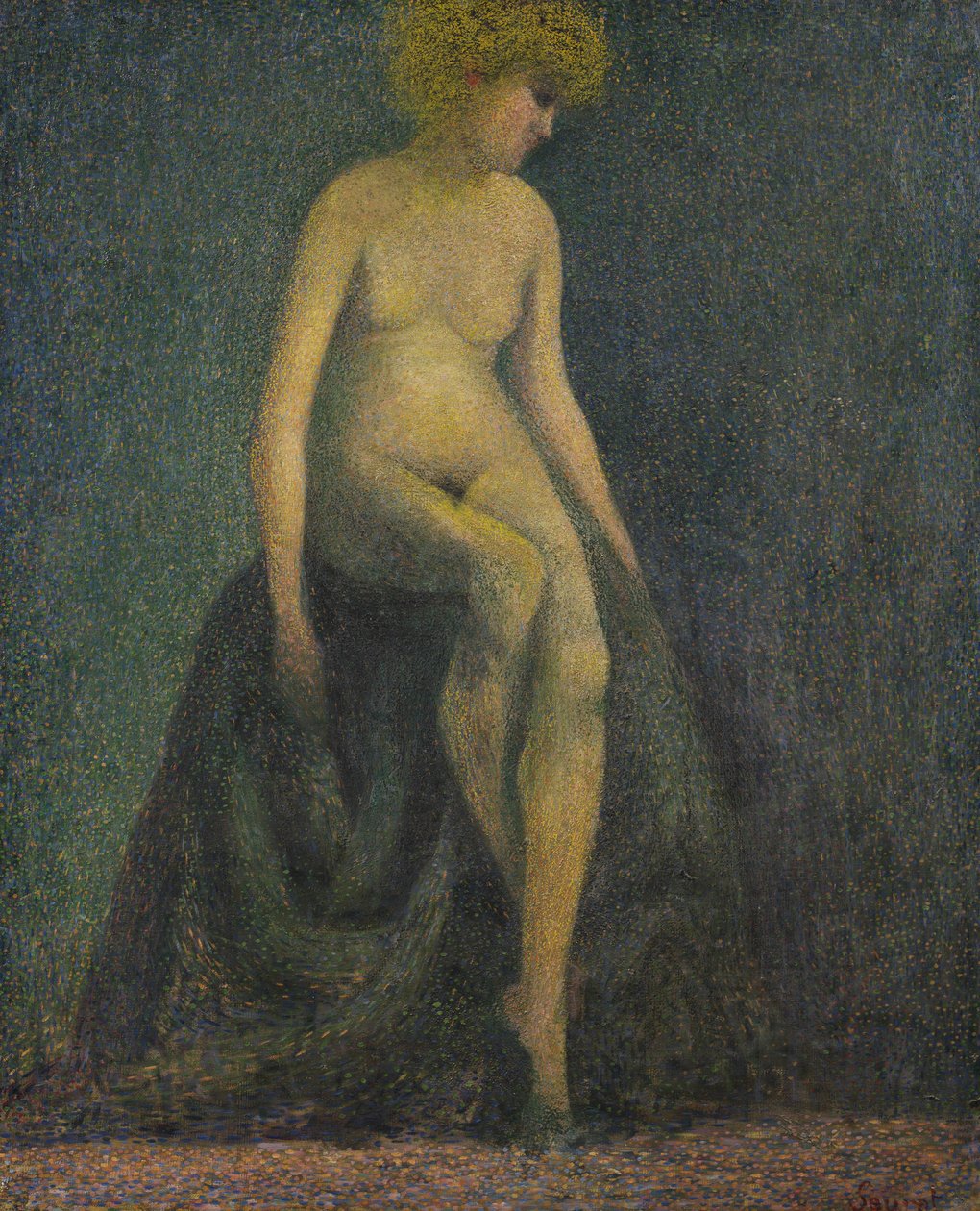 Alaston vaaleilla hiuksilla, väärennös Georges Seuratin tapaan tekijältä Unknown artist