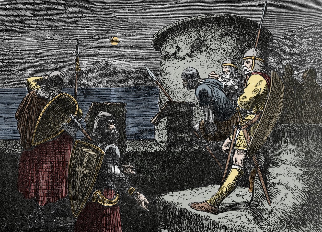 Pohjolan tähystäjällä - varegue vartija (varangilainen) tarkkailee horisonttia linnoitusten takana tekijältä Unknown artist