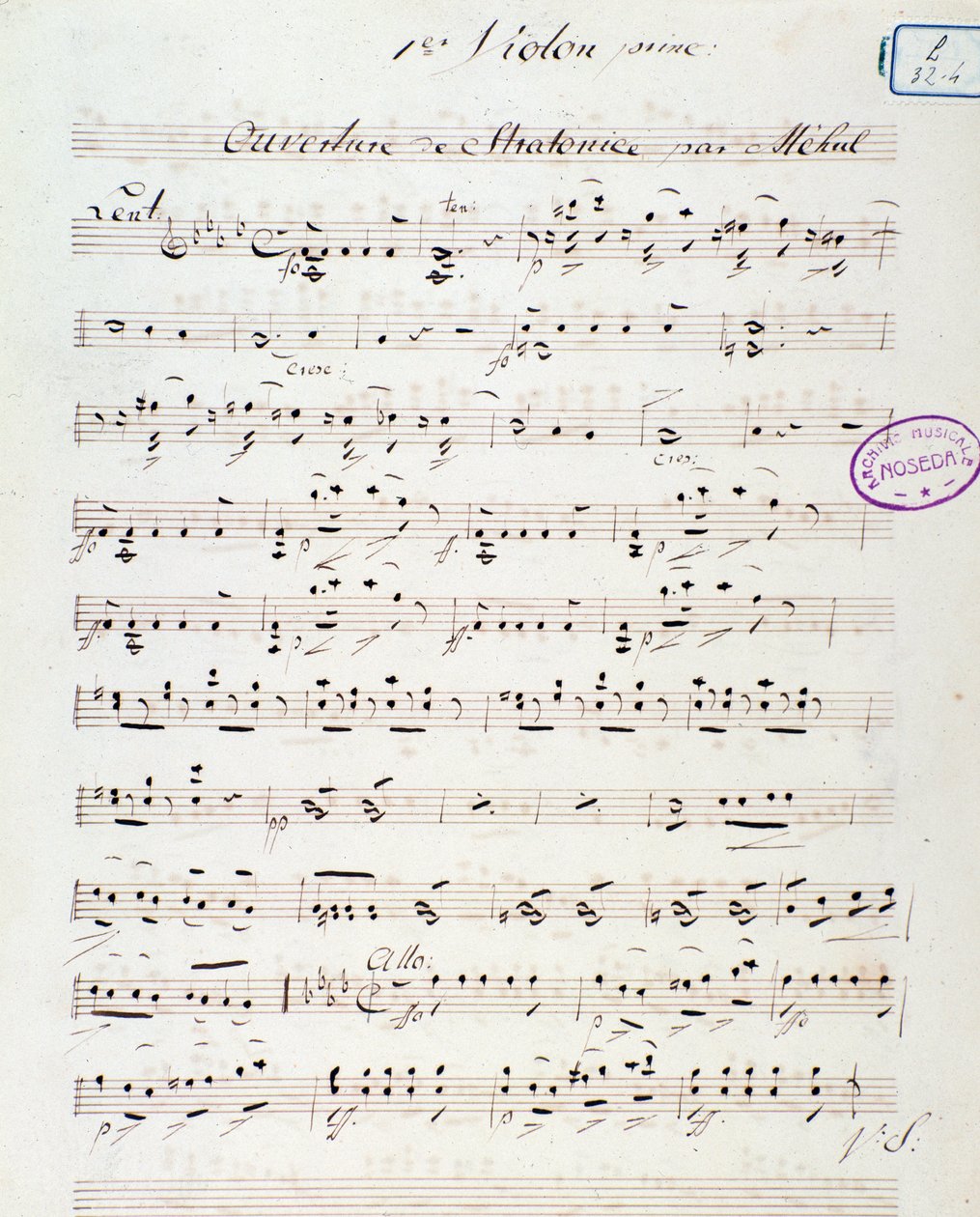 Mehulin Stratonice-oopperan (1792) avaussivu tekijältä Unknown artist