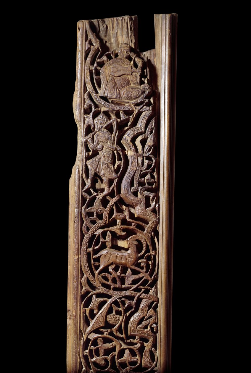 Itämainen taide: veistetty puupaneeli. 13. vuosisadalla. Yksityiskohta. Pariisi, Louvre-museo tekijältä Unknown artist