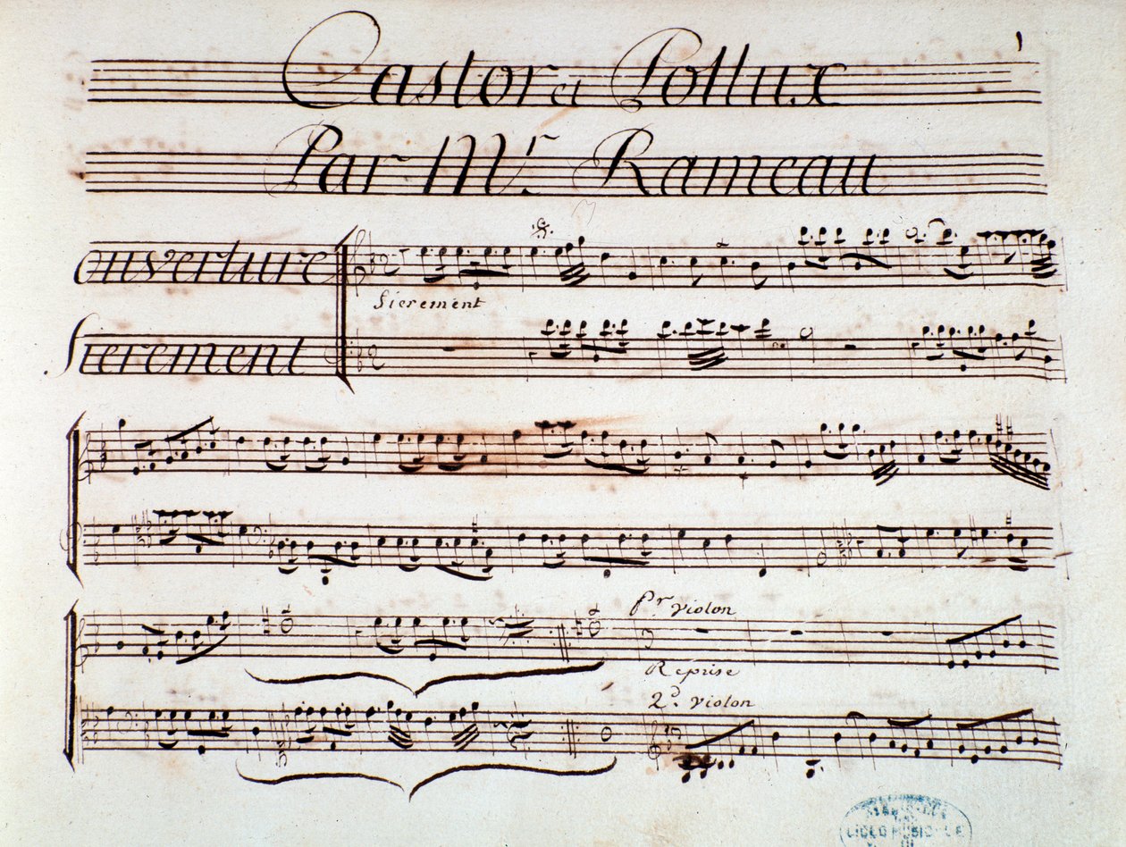 Castor et Polluxin musiikkipartituuri, Rameaun tragedia (1737) tekijältä Unknown artist