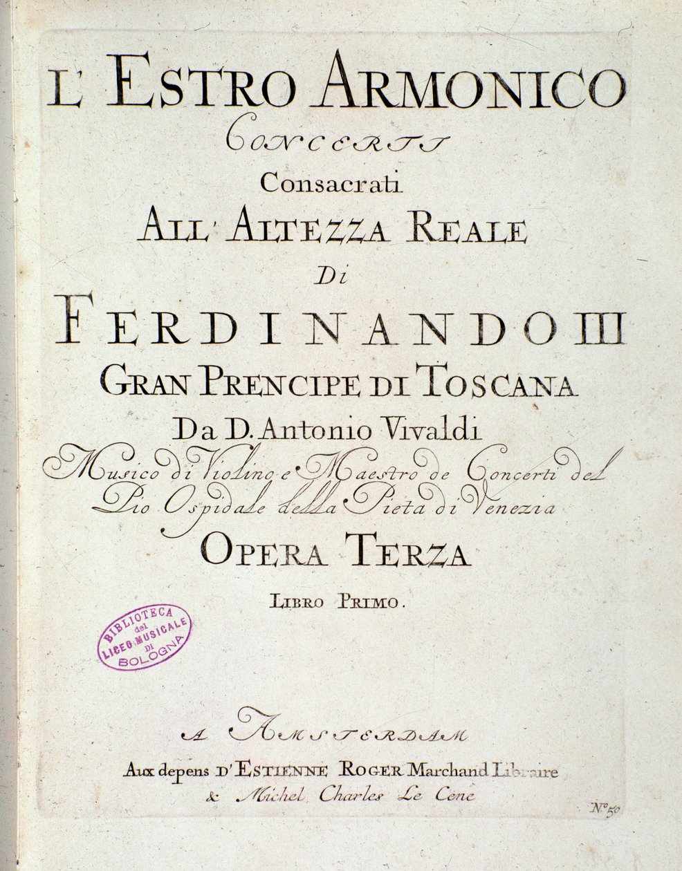 Antonio Vivaldin kappaleen The Harmonic Star, op 3 (Harmoninen inspiraatio) nuotiosivu tekijältä Unknown artist