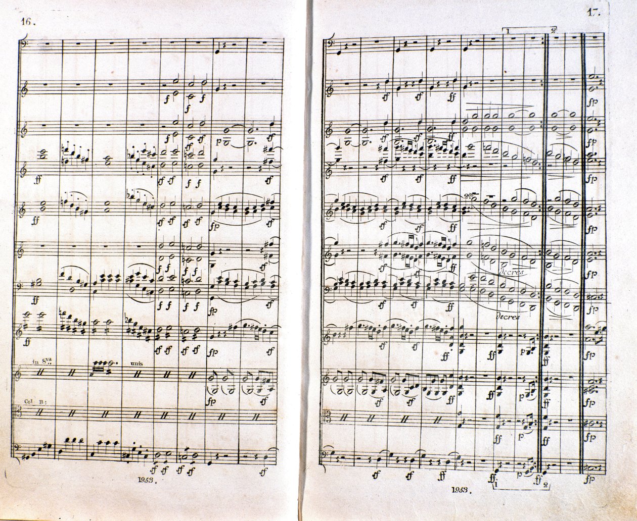 Sivu ensimmäisestä saksankielisestä painoksesta Sinfonian n. Saksalaisen säveltäjän Ludwig van Beethovenin (1770-1827) (1799-1800) 1 C-duuri. Bonn tekijältä Unknown artist