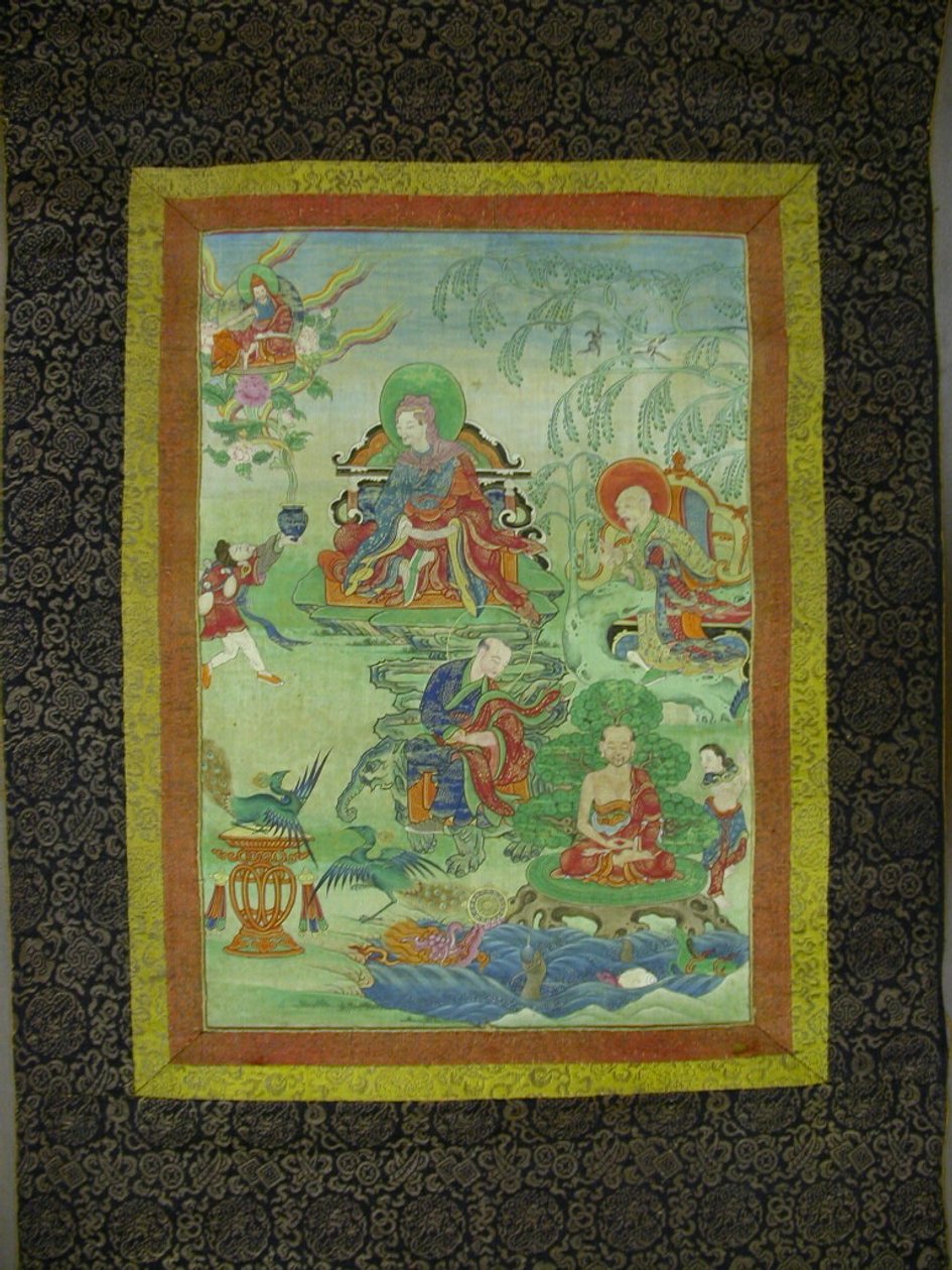 Maalattu banneri (Thangka) seitsemän kappaleen sarjasta Gayadharan, intialaisen Sakya-panditin kunniaksi. tekijältä Unknown artist