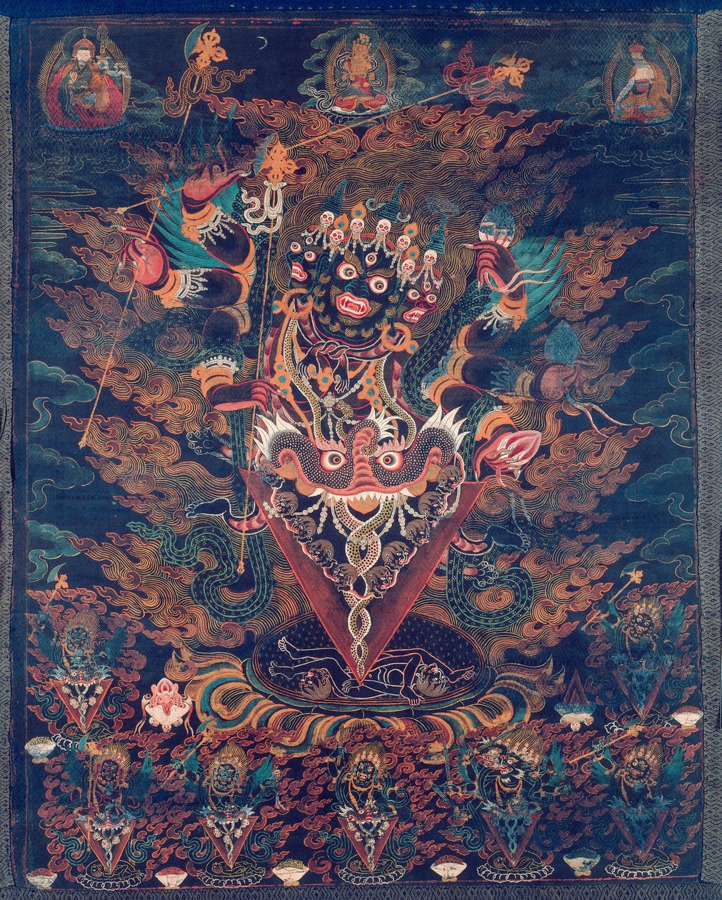 Maalattu banneri (Thangka), jossa on Guru Dragpur, Padmasambhavan vihainen muoto. tekijältä Unknown artist