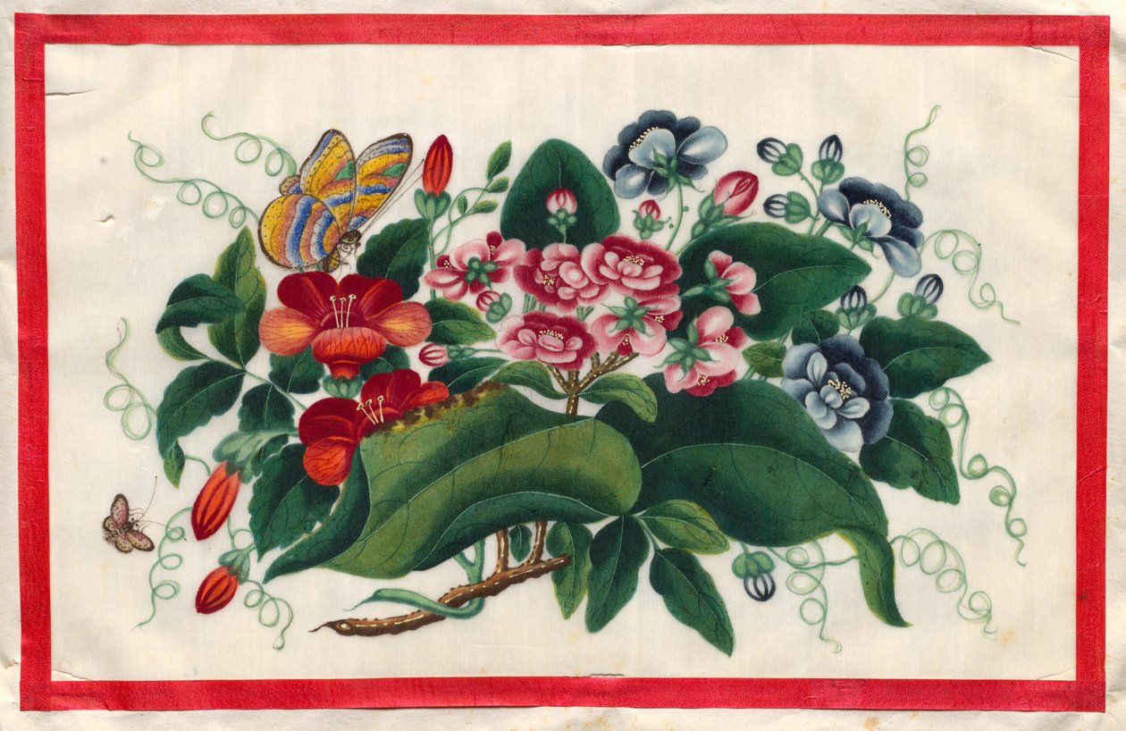 Maalaus Viisi kuvitettu kirja kukkia ja perhosia tekijältä Unknown artist