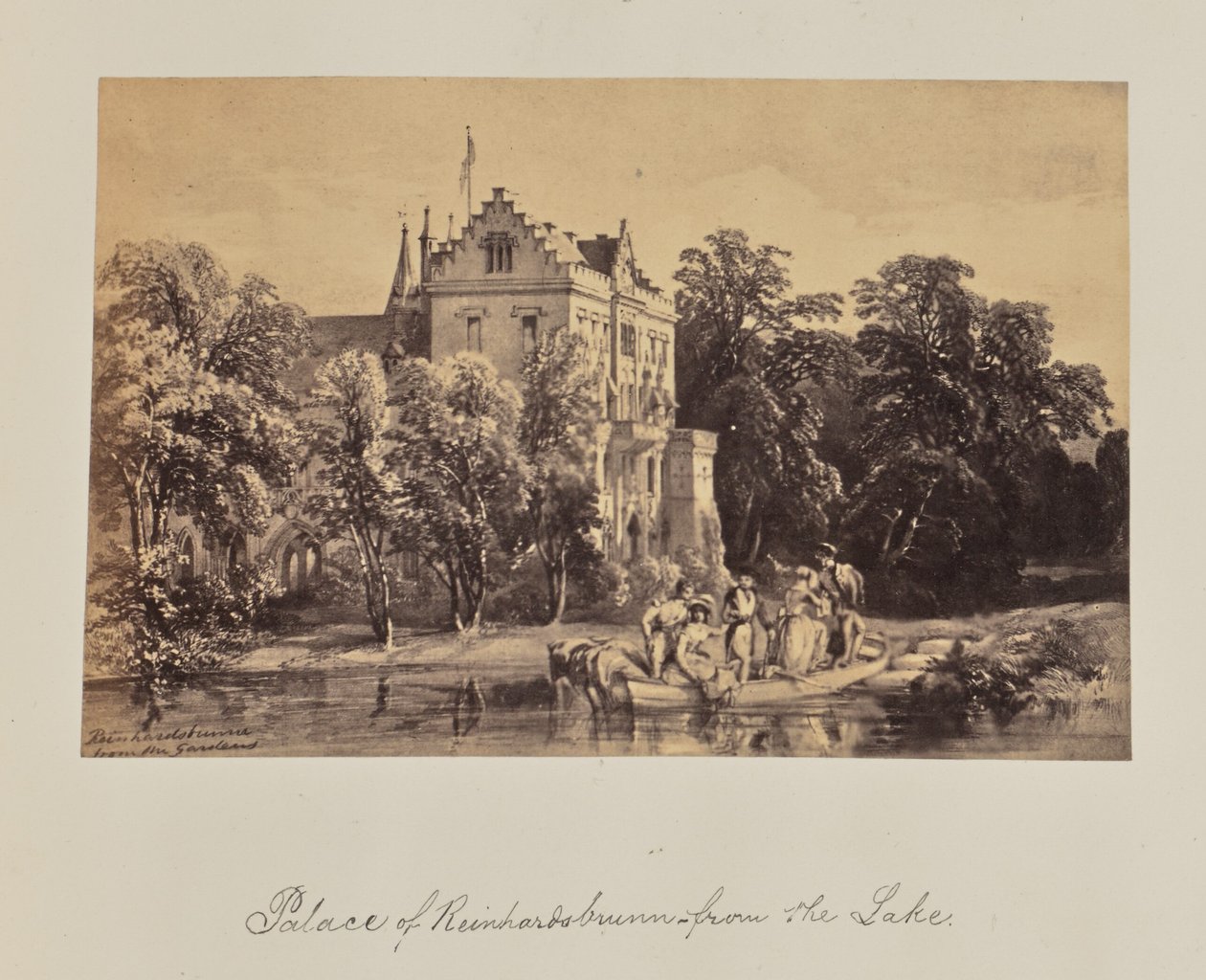 Reinhardsbrunnin palatsi - järveltä. tekijältä Unknown artist