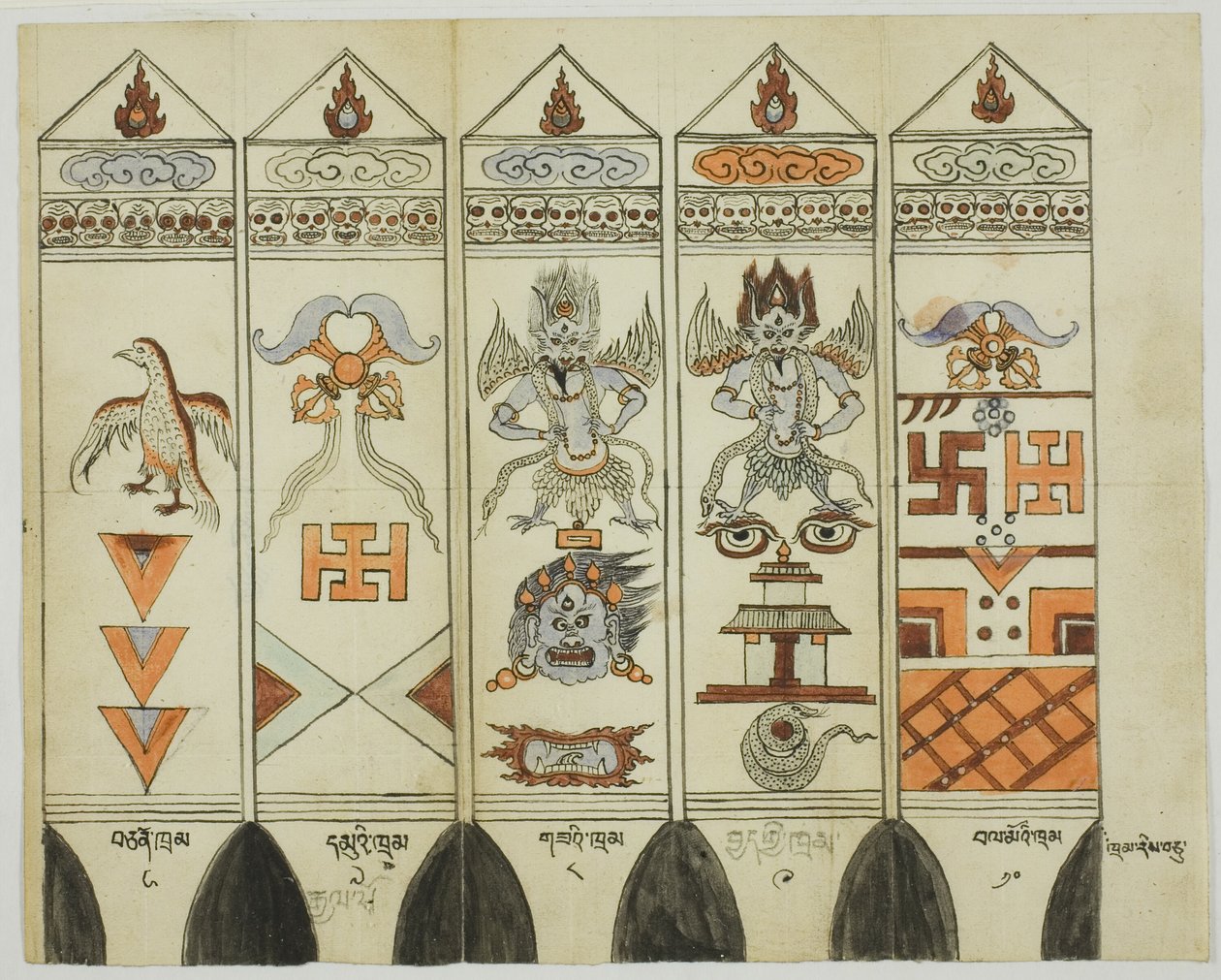 Osa kymmenosaisesta painettujen rituaalipaalujen sarjasta (Khram Shing). tekijältä Unknown artist