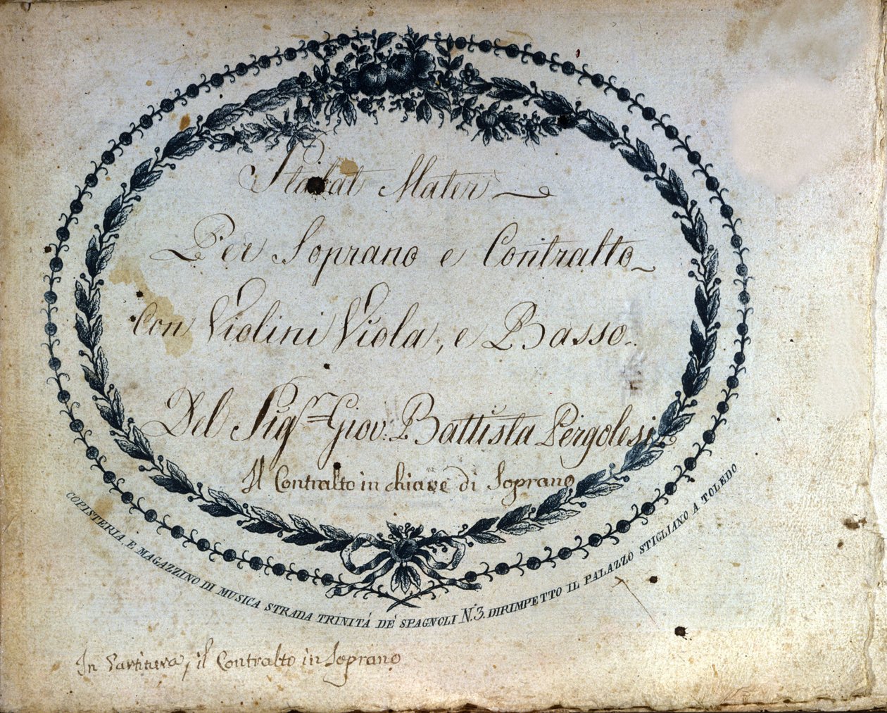 Jean Baptiste Pergolesen (Giovanni Battista Pergolesi, Jean-Baptiste) "" Stabat Mater " -osio 1710-1736. "" Stabat Mater sopraanolle ja altolle viuluilla, alttoviululla ja bassolla. "" tekijältä Unknown artist