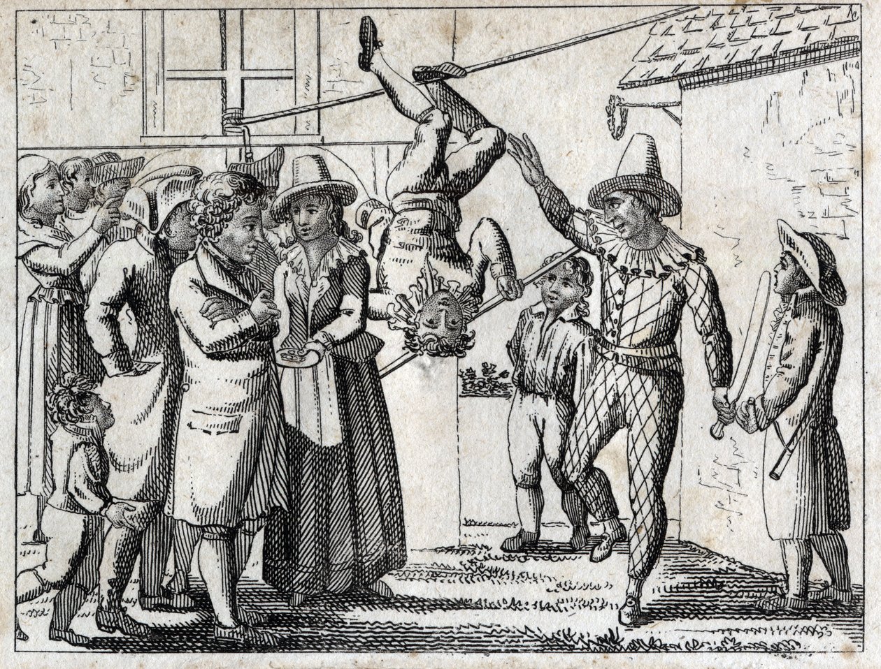 Juhlat kylässä: pelejä ja naamiointia. Kaiverrus 1700-luvun lopulla. Yksityinen kokoelma. tekijältä Unknown artist