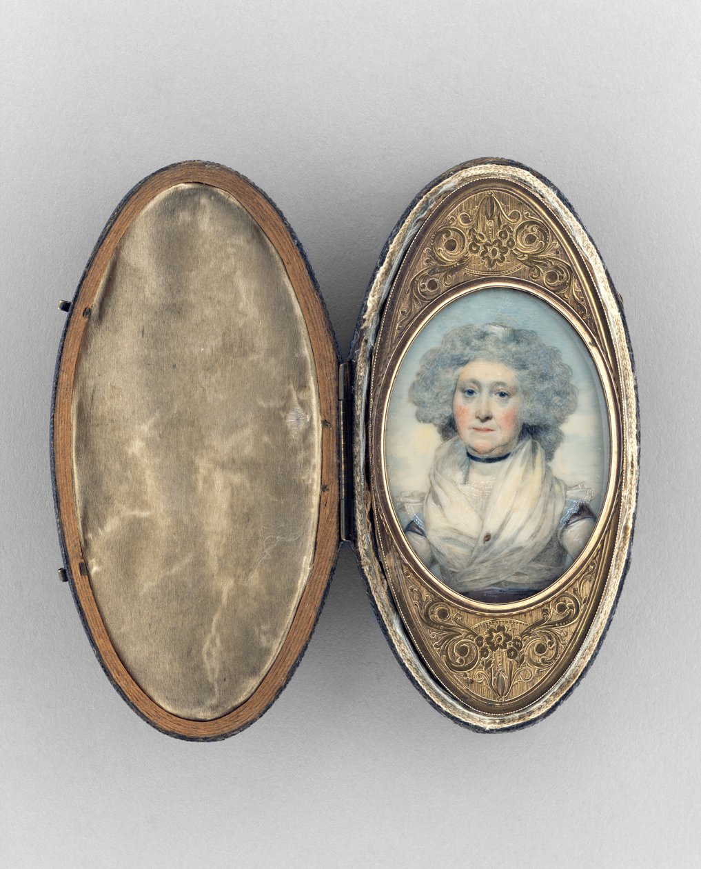 Patch Box, jossa naisen muotokuva, n. 1780 (akvarelli norsunluu, kullattu kupari ja lasi) tekijältä Unknown artist