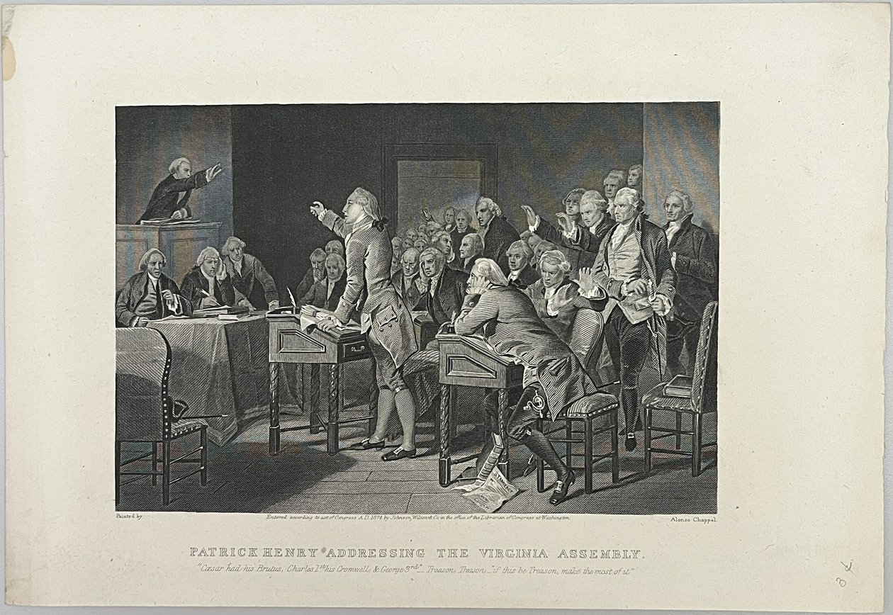 Patrick Henry puhui Virginian edustajakokoukselle tekijältä Unknown artist