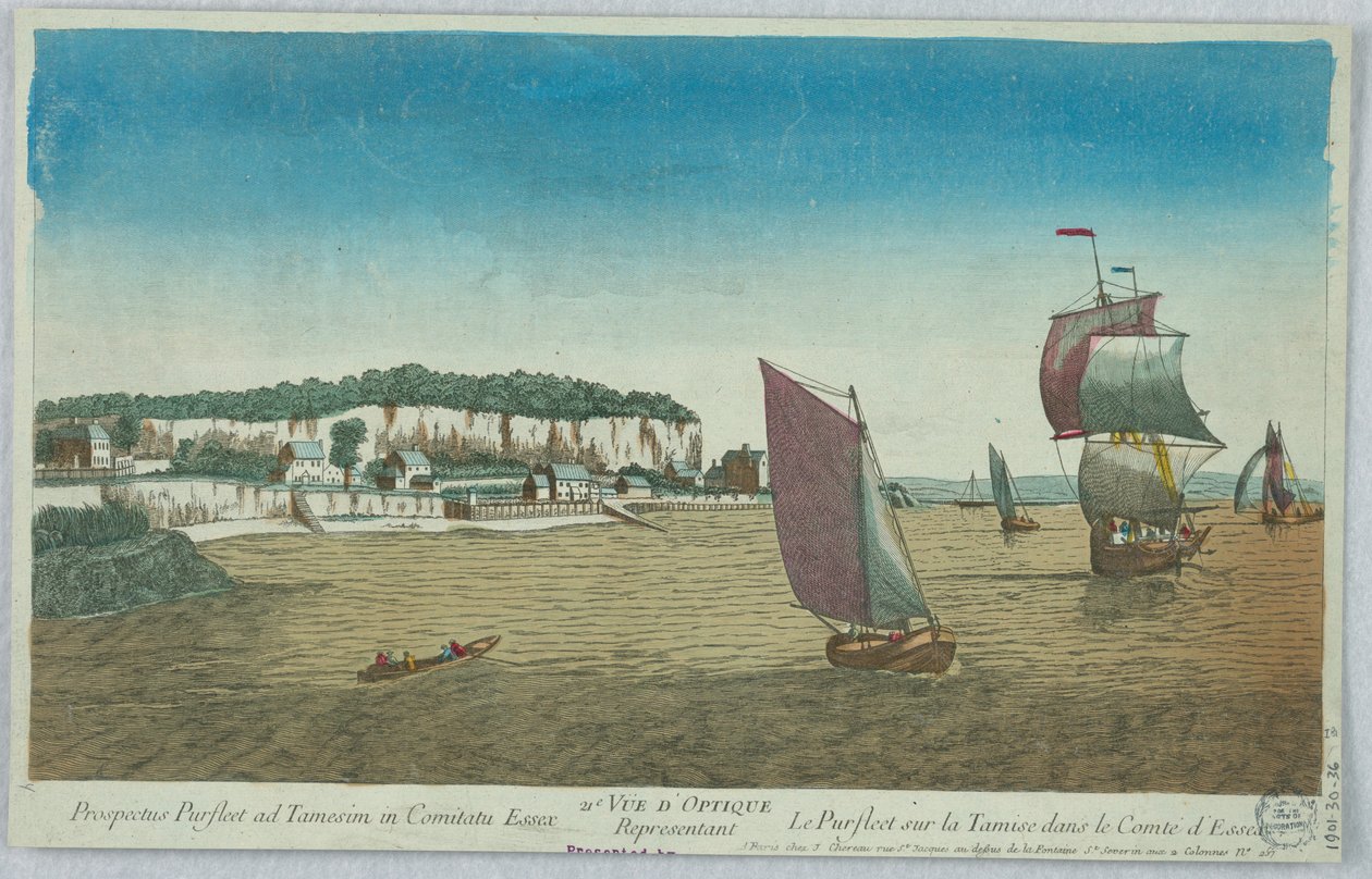 Peep-show, 21st Vue d/Optique Represent Prospectus Purfleet ad Tamesim in Comitatu Essex/The Purfleet on the River Thames, County of Essex tekijältä Unknown artist