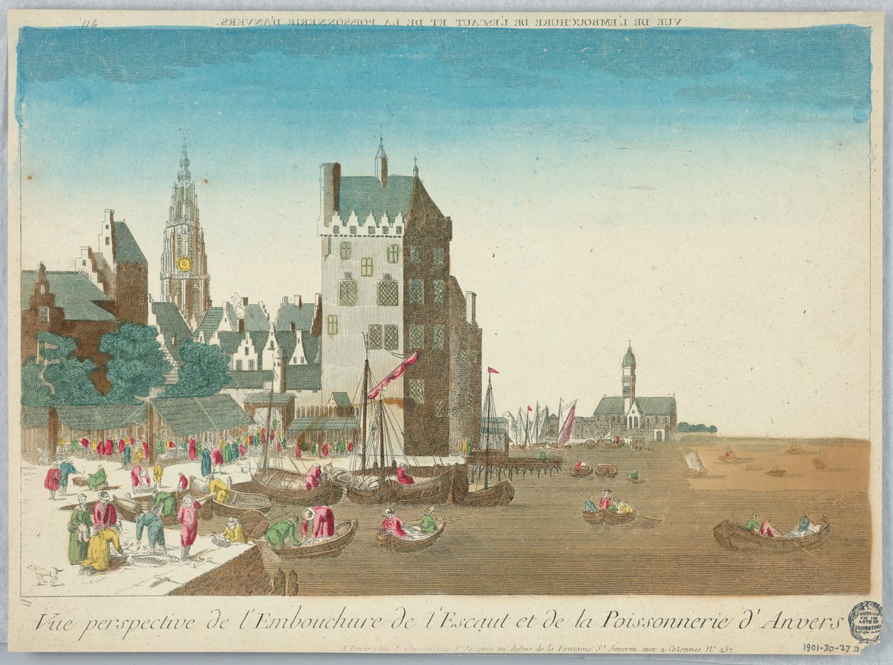 Peep-show, perspektiivinäkymä Scheldtin suulle ja Antwerpenin Possonrylle tekijältä Unknown artist