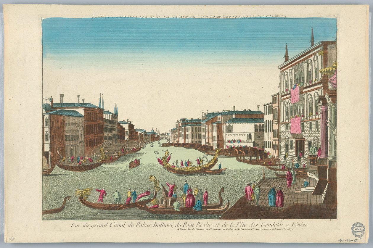 Peep-show, näkymä Canal Grandelle, Balborin palatsille, Realto-sillalle ja Condoles-festivaalille Venetsiassa tekijältä Unknown artist