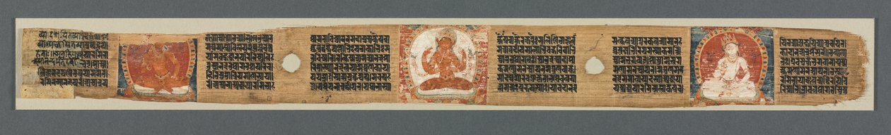 Viisauden täydellisyys kahdeksassa tuhannessa rivissä: Ashtasahasrika Prajnaparamita: Koristeltu lehti (recto) tekijältä Unknown artist