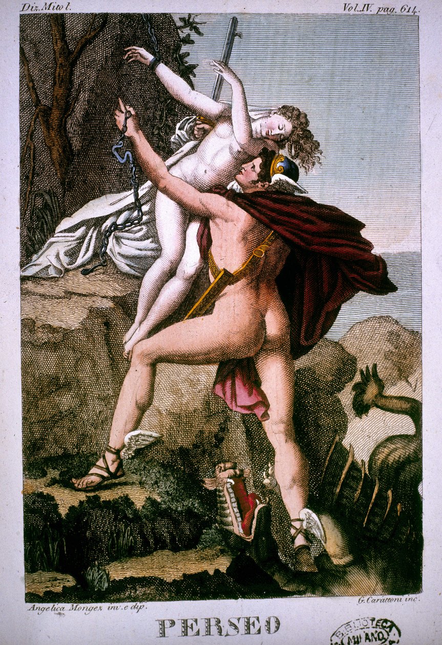 Perseus vapauttaa Andromedan - mytologisessa sanakirjassa tekijältä Unknown artist