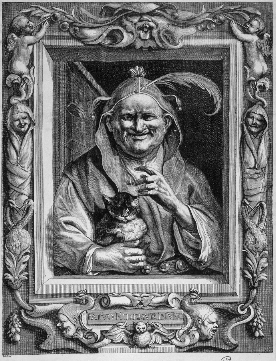 Kissaa pitelevän hulluuden personifikaatio, n.d. tekijältä Unknown artist