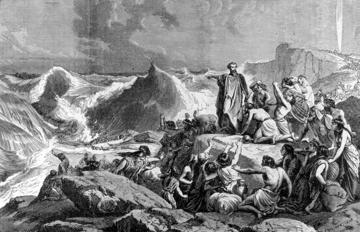 Farao upposi Punaiseen mereen. 1800-luvun kaiverrus. tekijältä Unknown artist