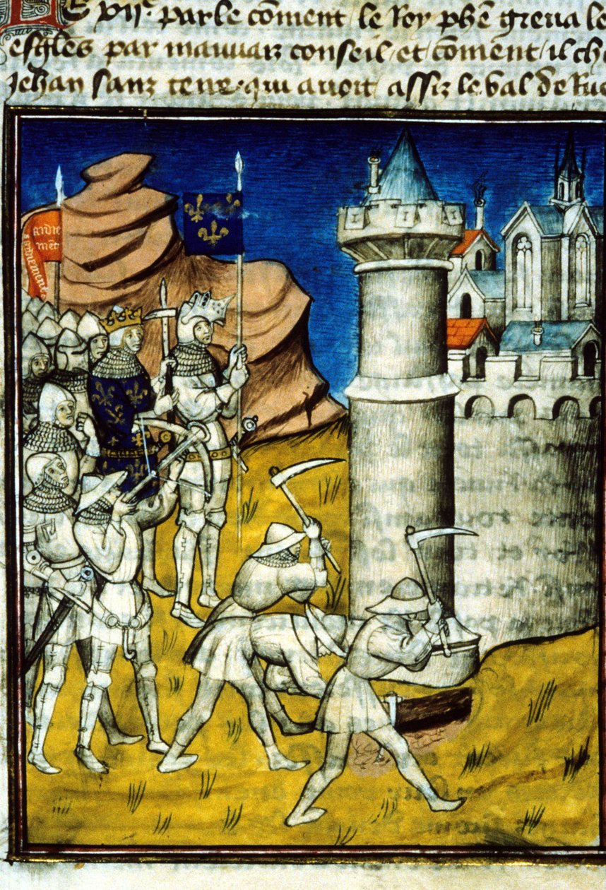Philip II Auguste (1165-1223) Chinon - Miniatyyri "" Grandes Chronicles de Saint-Denis -kirjassa", 1300-luvun lopulla. (viite 512, 237r) Valtuutushakemus Bibliotheque Municipale de Toulouselle (puh: 05 62 27 66 66) tekijältä Unknown artist