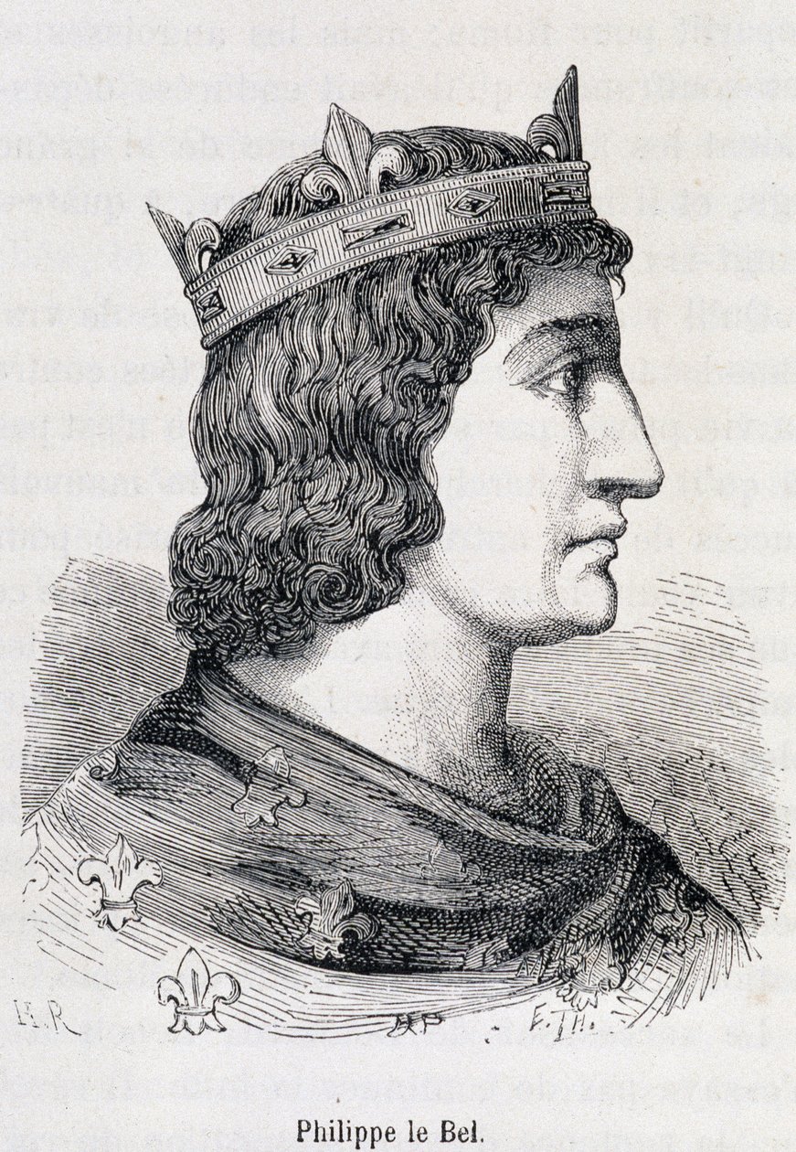Philippe IV le Bel (1268 - 1314) - Henri Martinin teoksessa "Suositun Ranskan historia", Jouvet, Paris, T.1 tekijältä Unknown artist