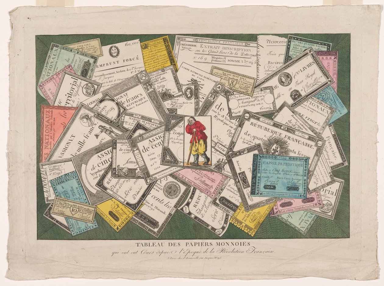 Kuva vallankumouksellisista Assignateista (Tableau des papiers monnoies qui ont eut cours depuis l