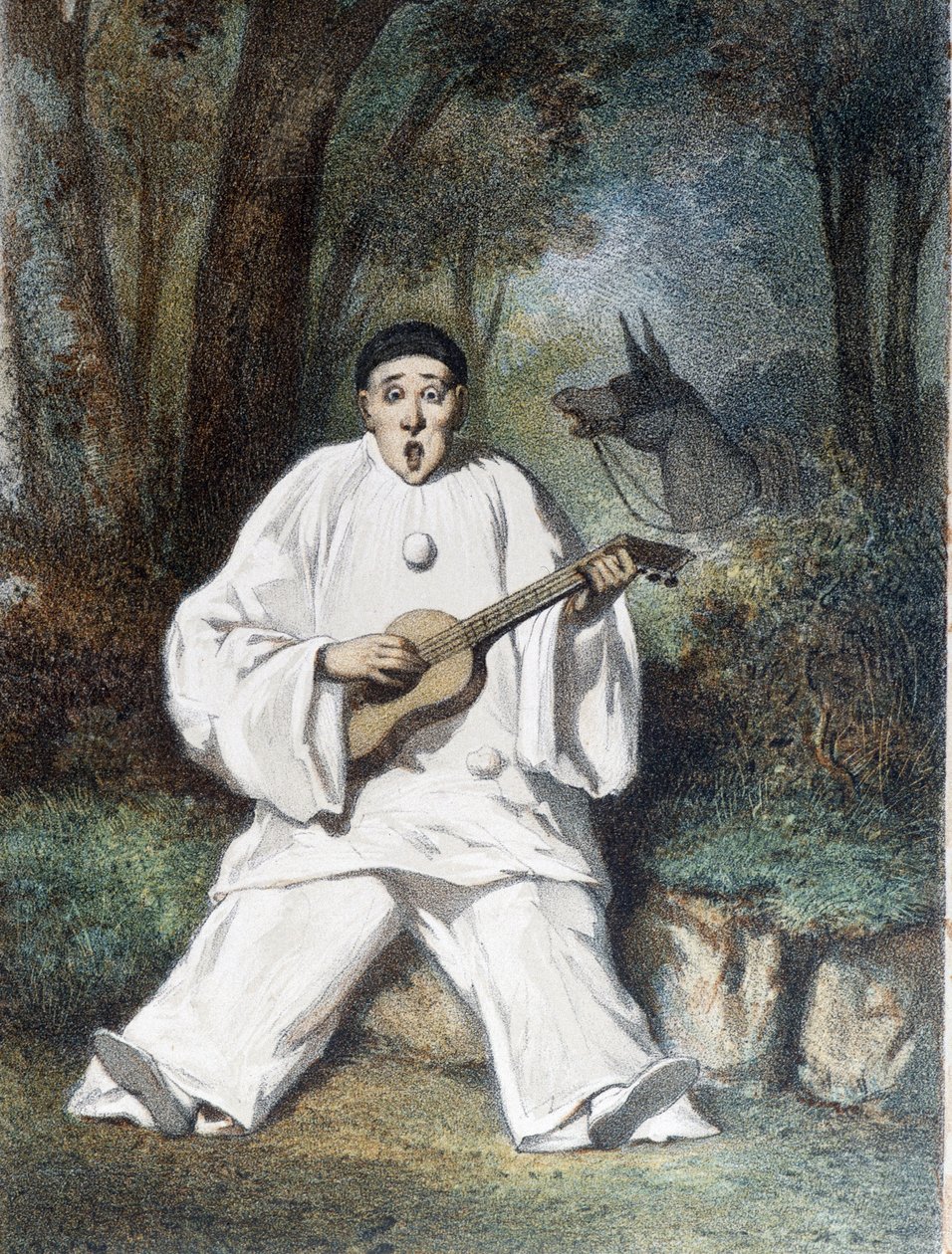Pierrot soittaa kitaraa - n.d., 1800-luvun loppu tekijältä Unknown artist