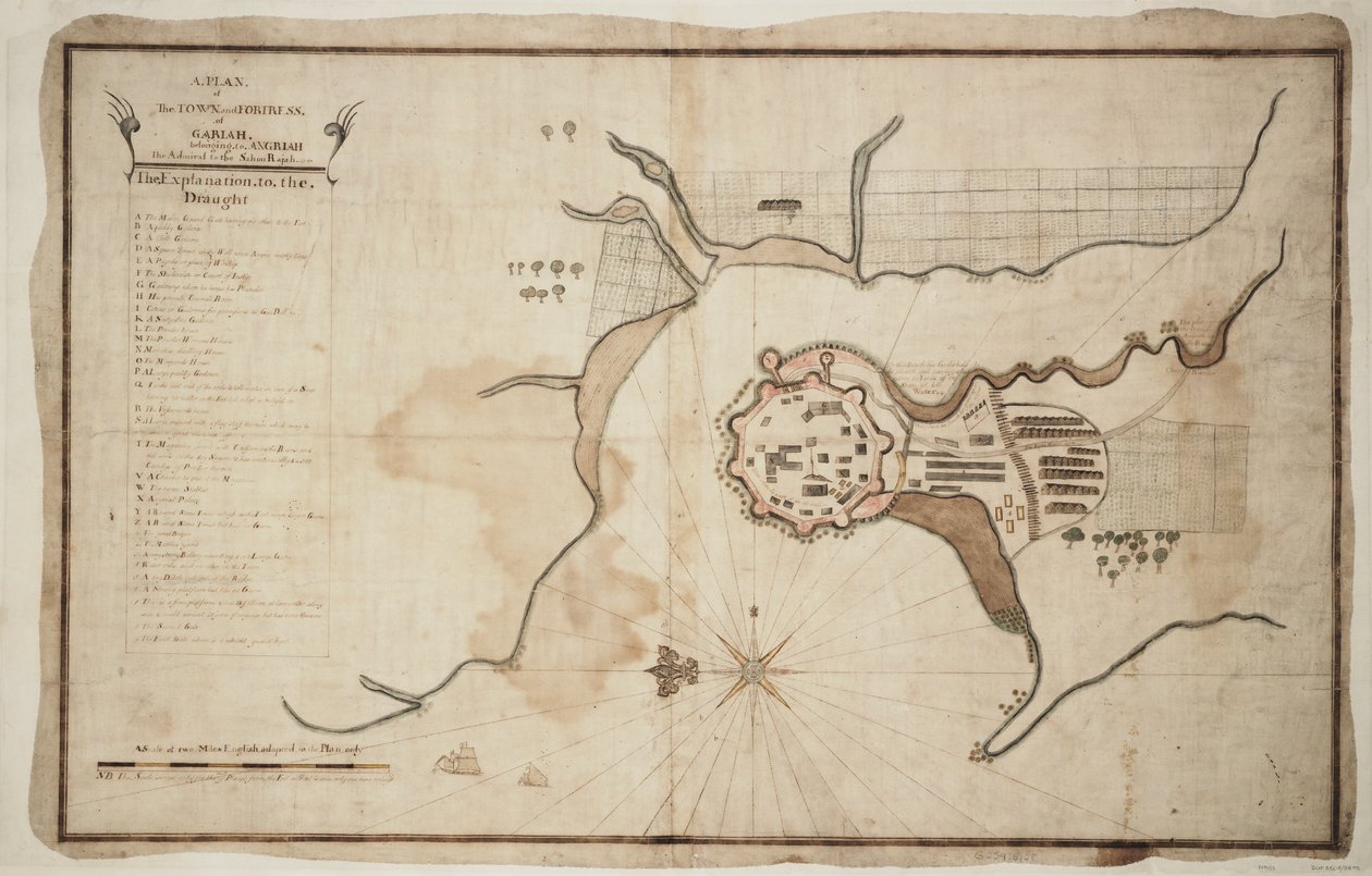 Garian kaupungin ja linnoituksen suunnitelma, noin 1755 (tussi, akvarelli). tekijältä Unknown artist