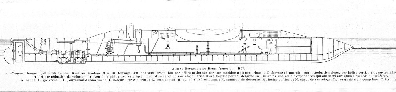 Levy edustaa ranskalaista sukellusvenettä (sukellusvene) Bourgeois ja ruskea tekijältä Unknown artist