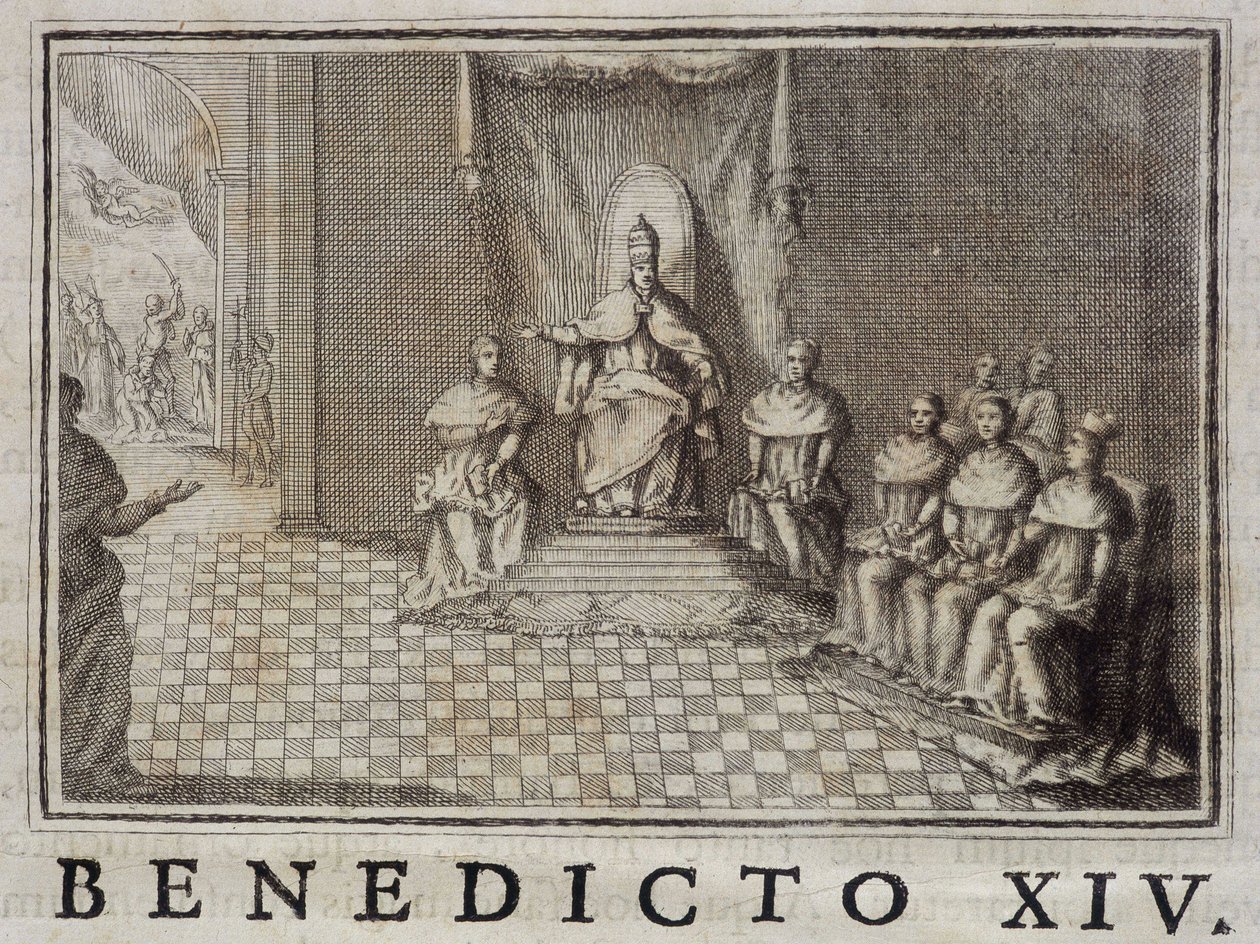 Paavi Benedictus XIV (1740-1758) Thomas-Mary Mamachin "" Annals of the Order of Preachers -kirjassa, Rooma tekijältä Unknown artist