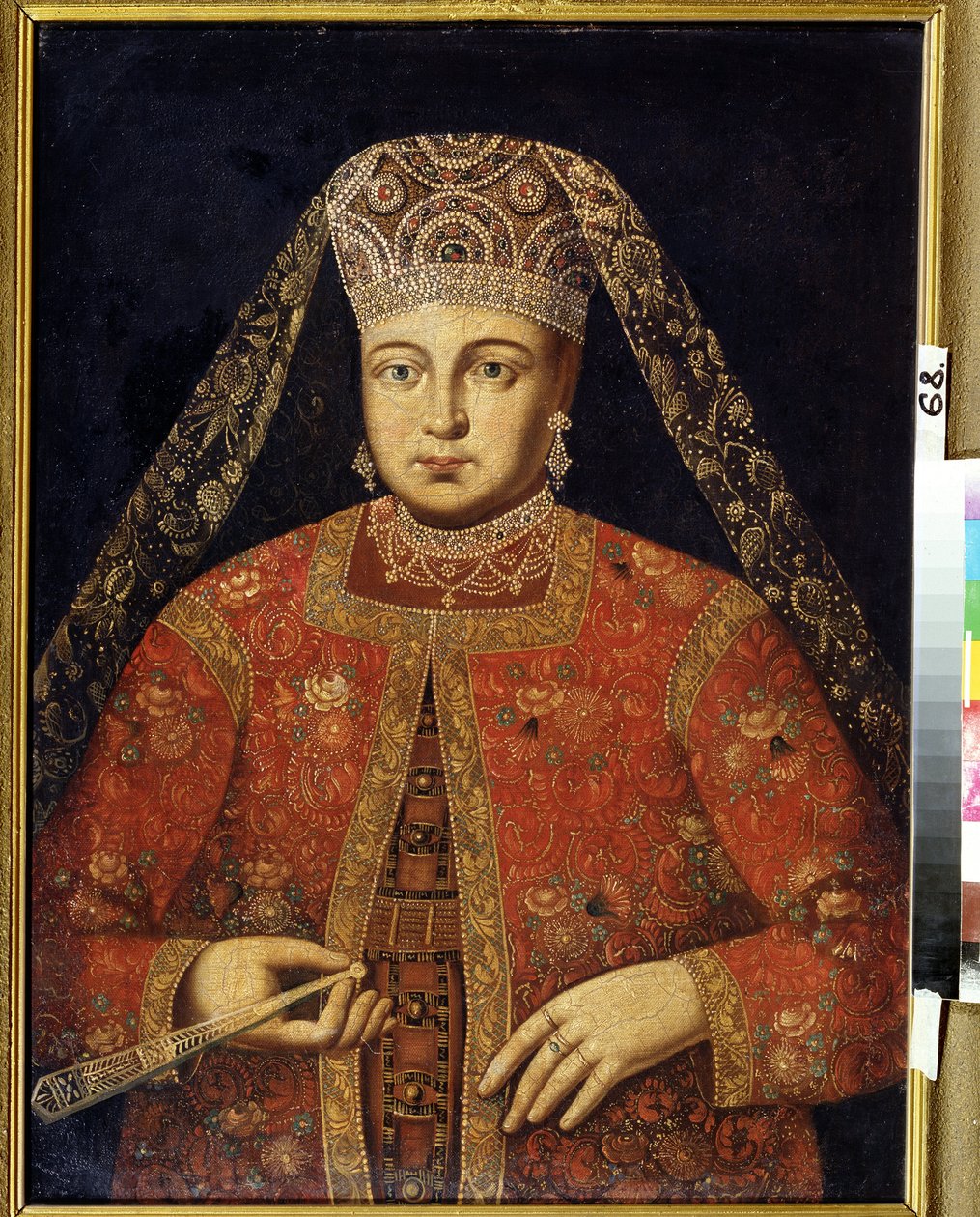 Tsaaritar Marfa Matvejevnan muotokuva (1664-1715) (Tsaaritar Marfa Matvejevnan muotokuva). Anonyymi peinture, 79 x 60 cm, debyytti 18e siecle. M.Tuganovin Pohjois-Ossetian taidemuseo, Vladikavkas (Venäjä). tekijältä Unknown artist