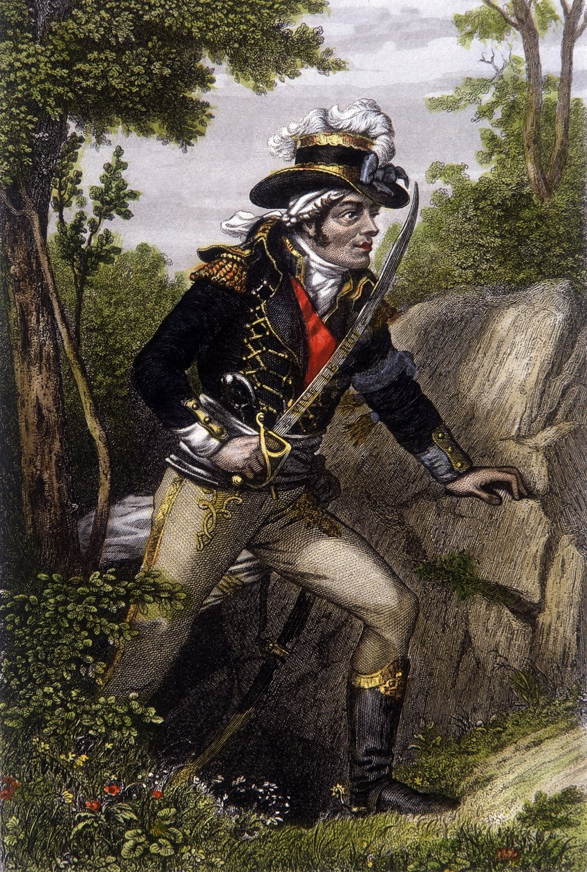 Chouanin päällikön Francois Athanase (Francois-Athanase) de Charette de la Contrie (1763-1796) kokopitkä muotokuva. tekijältä Unknown artist