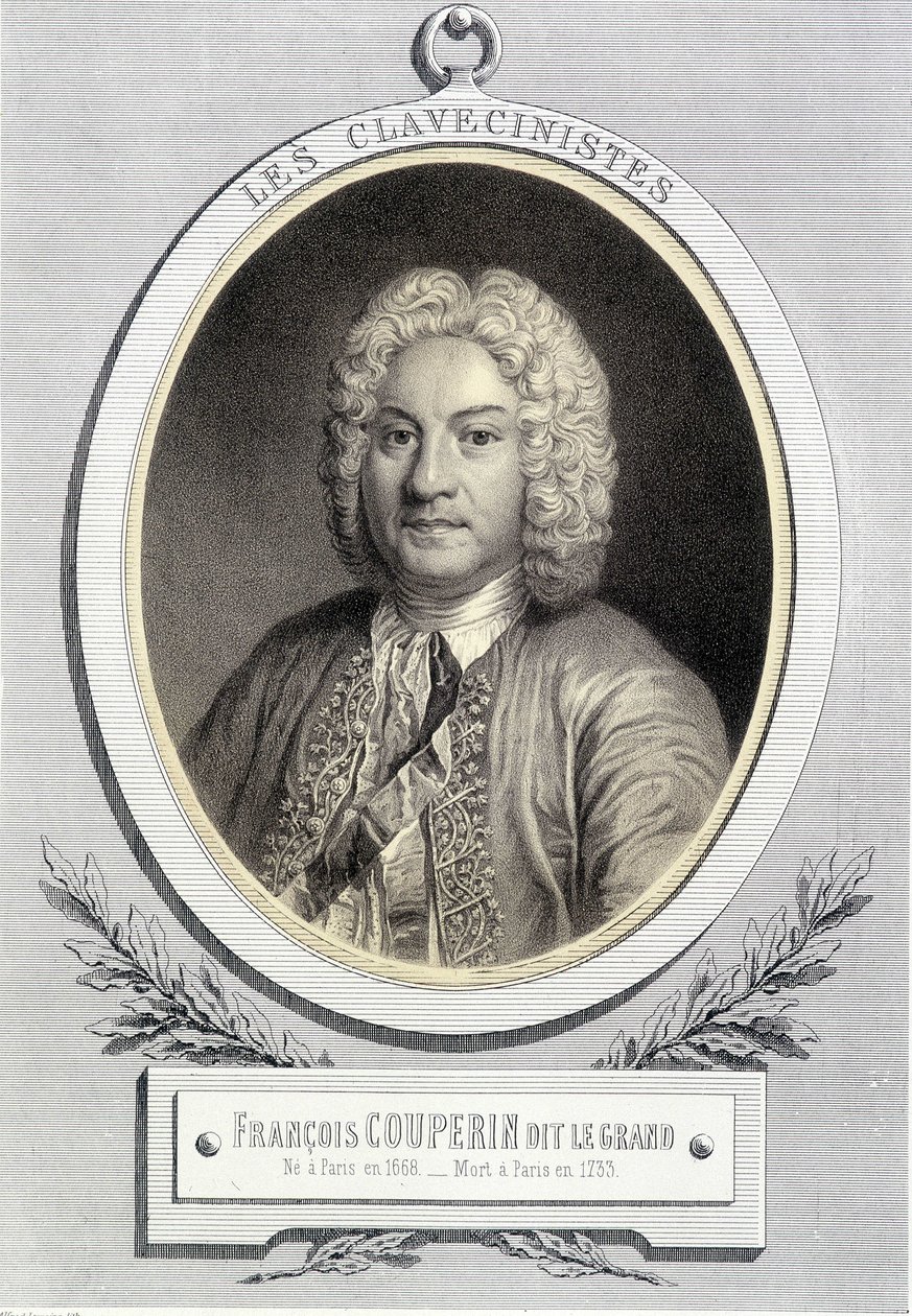 François Couperin dit Le Grandin muotokuva medaljongissa, n. 19. s. tekijältä Unknown artist